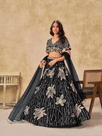 Monjolika Fashion Black Embroidered Art Silk Reception Trendy Lehenga Choli - Distacart