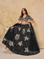 Monjolika Fashion Black Embroidered Art Silk Reception Trendy Lehenga Choli - Distacart