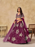 Monjolika Fashion Wine Embroidered Art Silk Reception Trendy Lehenga Choli - Distacart
