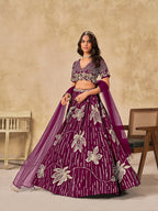 Monjolika Fashion Wine Embroidered Art Silk Reception Trendy Lehenga Choli - Distacart