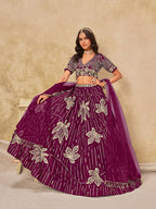 Monjolika Fashion Wine Embroidered Art Silk Reception Trendy Lehenga Choli - Distacart