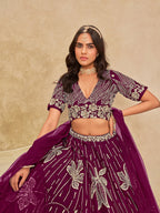 Monjolika Fashion Wine Embroidered Art Silk Reception Trendy Lehenga Choli - Distacart