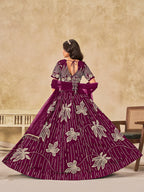 Monjolika Fashion Wine Embroidered Art Silk Reception Trendy Lehenga Choli - Distacart