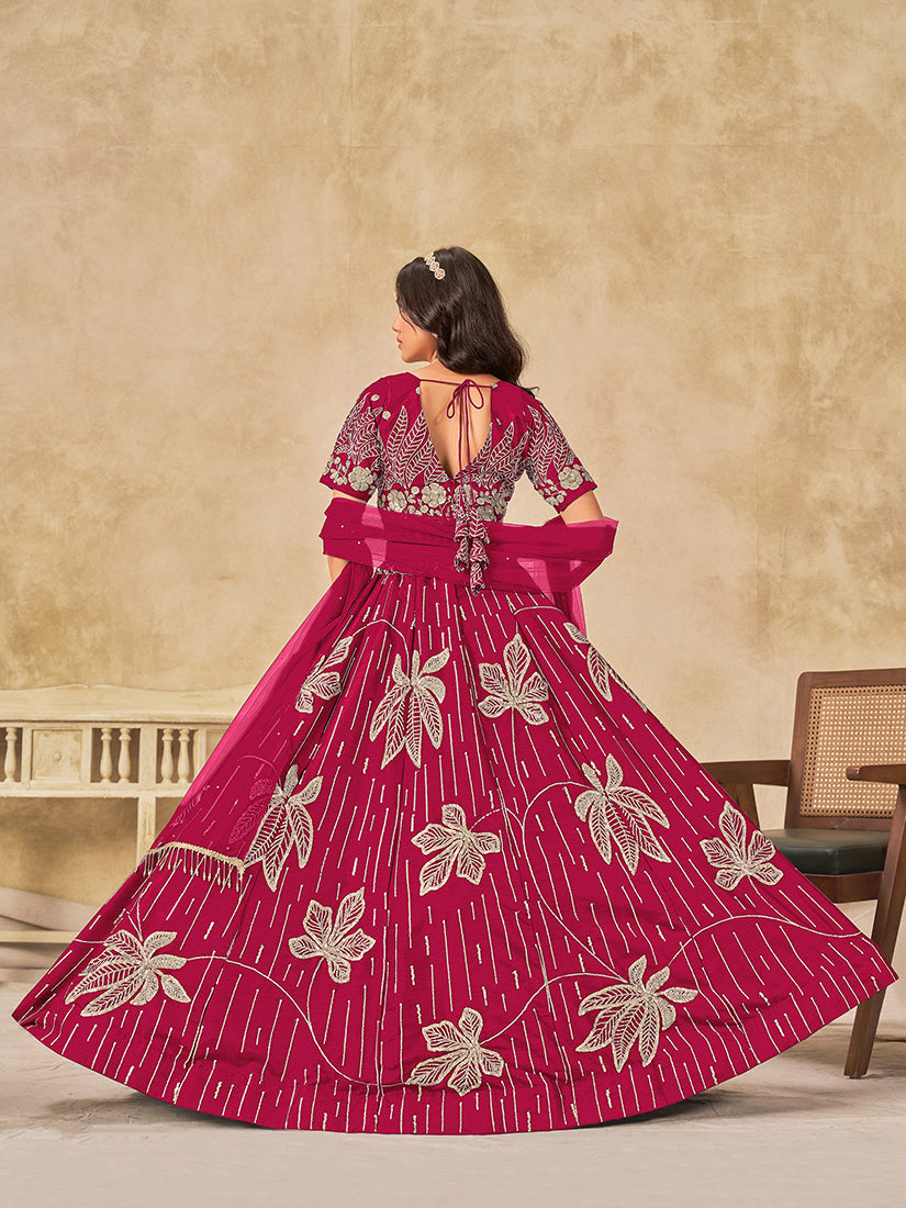 Monjolika Fashion Hot Pink Embroidered Art Silk Reception Trendy Lehenga Choli - Distacart