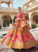 Monjolika Fashion Rani Pink Premium Banarasi Silk With Zarkan & Cutwork Wedding Wear Lehenga - Distacart