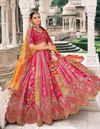 Monjolika Fashion Rani Pink Silk Bridal With Sequins Embroidery And Stone Work Lehenga - Distacart
