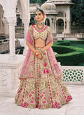 Monjolika Fashion Cream Silk Bridal With Sequins Embroidery And Stone Work Lehenga - Distacart