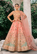 Monjolika Fashion Peach Silk Bridal With Thread Embroidery And Stone Work Lehenga - Distacart