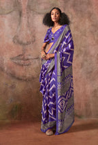 Monjolika Fashion Purple Color Ajrakh Print With Bandhej Pattern Satin Georgette Saree - Distacart