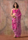 Monjolika Fashion Pink Color Ajrakh Print With Bandhej Pattern Satin Georgette Saree - Distacart