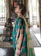 Monjolika Fashion Green Zari Woven Work Silk Indian Traditional Wear Saree - Distacart