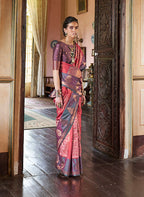 Monjolika Fashion Pink Zari Woven Work Silk Indian Traditional Wear Saree - Distacart