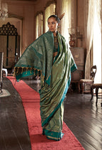 Monjolika Fashion Sea Green Exclusive Tussar Silk With Elegant Weaving Work Traditional Saree - Distacart