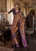 Monjolika Fashion Brown Exclusive Tussar Silk With Elegant Weaving Work Traditional Saree - Distacart
