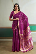 Monjolika Fashion Purple Handloom Weaving Silk Festival Wear Saree - Distacart