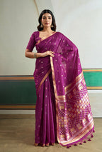 Monjolika Fashion Purple Handloom Weaving Silk Festival Wear Saree - Distacart