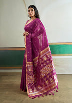 Monjolika Fashion Purple Handloom Weaving Silk Festival Wear Saree - Distacart