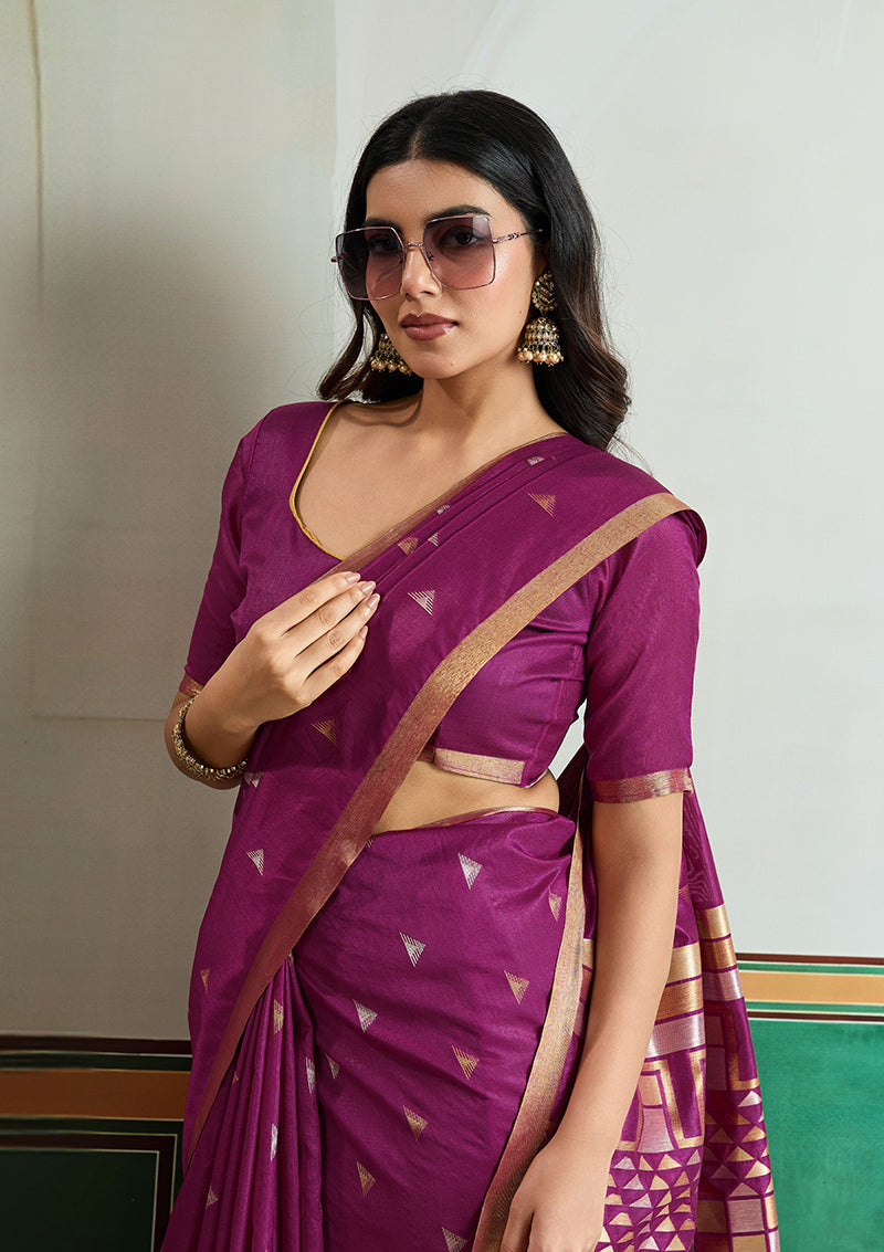Monjolika Fashion Purple Handloom Weaving Silk Festival Wear Saree - Distacart