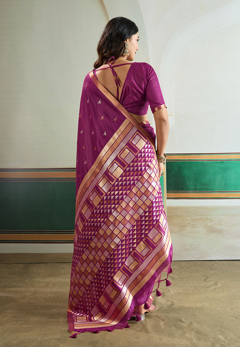 Monjolika Fashion Purple Handloom Weaving Silk Festival Wear Saree - Distacart