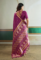 Monjolika Fashion Purple Handloom Weaving Silk Festival Wear Saree - Distacart