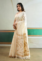 Monjolika Fashion Off White Handloom Weaving Silk Festival Wear Saree - Distacart