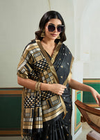 Monjolika Fashion Black Handloom Weaving Silk Festival Wear Saree - Distacart
