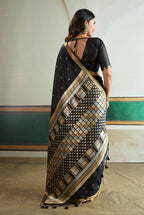 Monjolika Fashion Black Handloom Weaving Silk Festival Wear Saree - Distacart