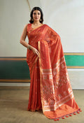 Monjolika Fashion Dark Peach Handloom Weaving Silk Festival Wear Saree - Distacart