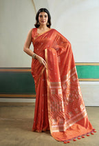 Monjolika Fashion Dark Peach Handloom Weaving Silk Festival Wear Saree - Distacart
