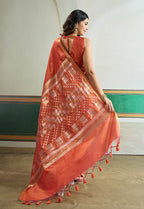 Monjolika Fashion Dark Peach Handloom Weaving Silk Festival Wear Saree - Distacart