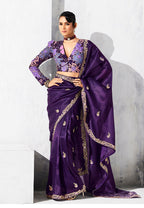 Monjolika Fashion Purple Fancy Fabric Embroidered Contemporary Saree - Distacart