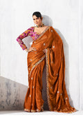 Monjolika Fashion Rust Fancy Fabric Embroidered Contemporary Saree - Distacart