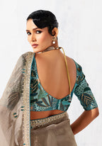 Monjolika Fashion Beige Fancy Fabric Embroidered Contemporary Saree - Distacart