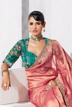 Monjolika Fashion Pink Fancy Fabric Embroidered Contemporary Saree - Distacart