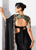Monjolika Fashion Black Fancy Fabric Embroidered Contemporary Saree - Distacart