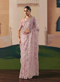 Monjolika Fashion Embroidered Light Pink Fancy Fabric Party Designer Saree - Distacart