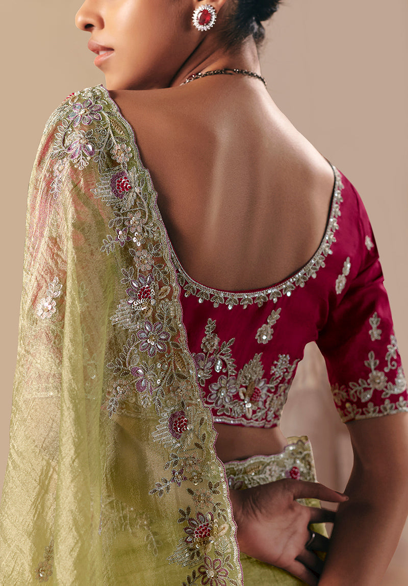 Monjolika Fashion Embroidered Pear Fancy Fabric Party Designer Saree - Distacart