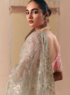 Monjolika Fashion Embroidered Cream Fancy Fabric Party Designer Saree - Distacart