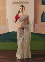 Monjolika Fashion Embroidered Beige Fancy Fabric Party Designer Saree - Distacart