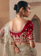 Monjolika Fashion Embroidered Beige Fancy Fabric Party Designer Saree - Distacart