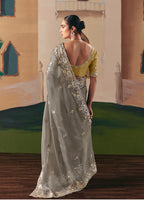 Monjolika Fashion Embroidered Grey Fancy Fabric Party Designer Saree - Distacart