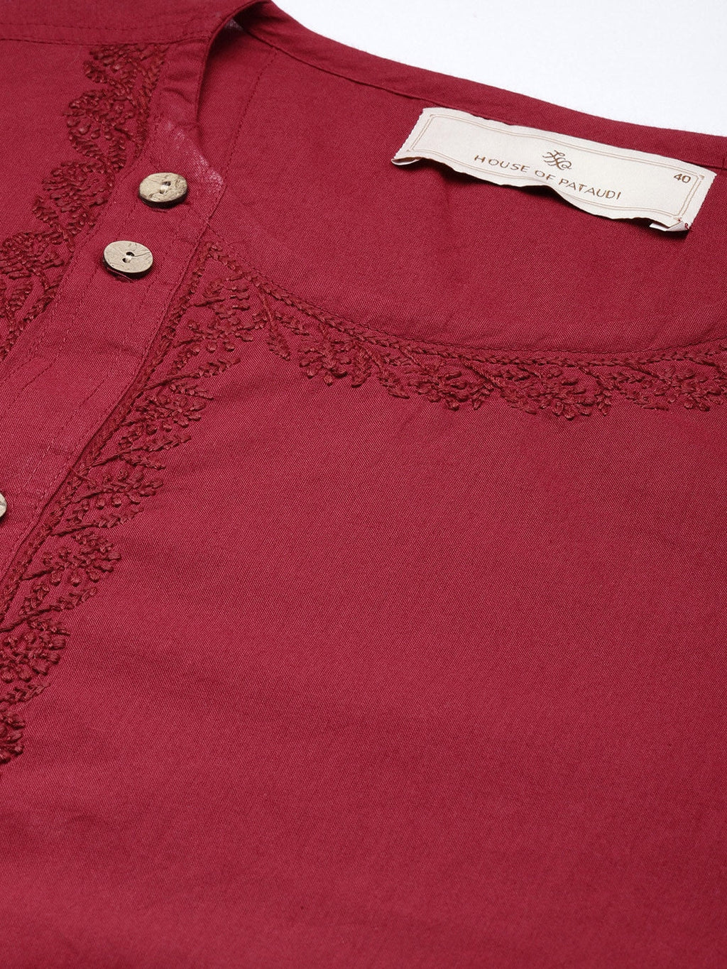 House of Pataudi Jashn Floral Embroidered Yoke Design Thread Work Angrakha Kurta