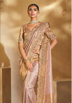 Monjolika Fashion Surpassing Light pink Embroidery Cut Dana Moti Work Ziraf Silk Saree With Heavy Work Blouse Piece - Distacart