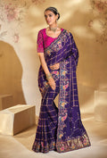 Monjolika Fashion Surpassing Purple Embroidery Cut Dana Moti Work Ziraf Silk Saree With Heavy Work Blouse Piece - Distacart