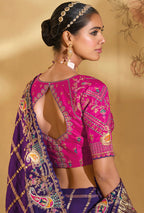 Monjolika Fashion Surpassing Purple Embroidery Cut Dana Moti Work Ziraf Silk Saree With Heavy Work Blouse Piece - Distacart