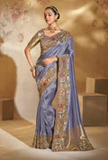 Monjolika Fashion Surpassing Lavender Embroidery Cut Dana Moti Work Ziraf Silk Saree With Heavy Work Blouse Piece - Distacart