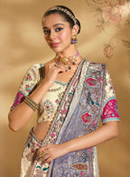 Monjolika Fashion Surpassing Multicolor Embroidery Cut Dana Moti Work Crepe Silk Saree With Heavy Work Blouse Piece - Distacart