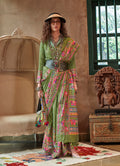 Monjolika Fashion Green Silk Blend Printed Ceremonial Saree - Distacart
