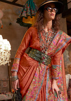 Monjolika Fashion Peach Silk Blend Printed Ceremonial Saree - Distacart