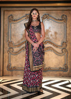 Monjolika Fashion Multicolor Double Ikkat Silk Blend Foil Printed Saree - Distacart